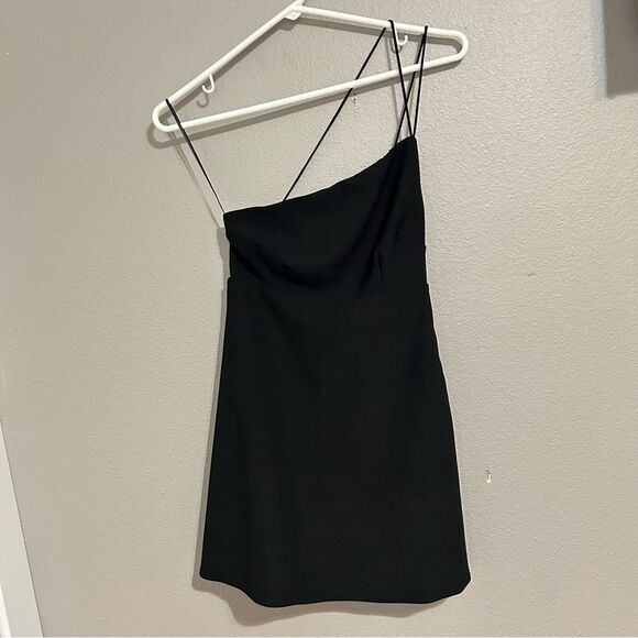 NEW Abercrombie & Fitch black strappy one shoulder mini dress women’s size XXS - Picture 3 of 11